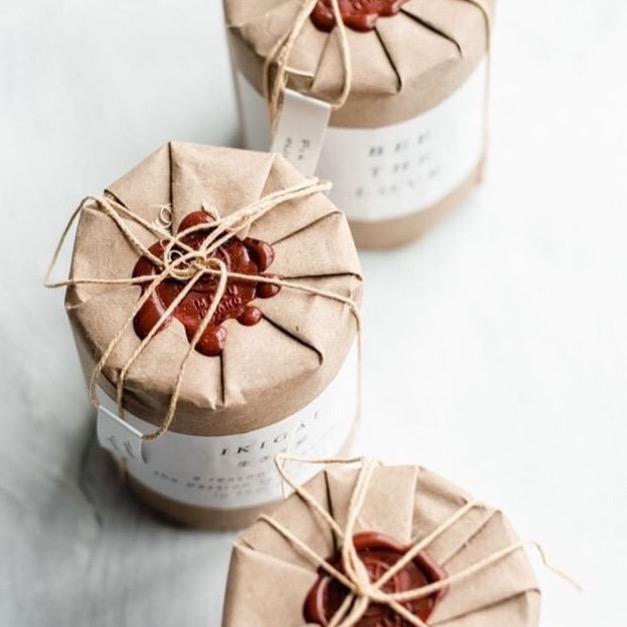 MIZU brand sustainable gift wrap red wax seal