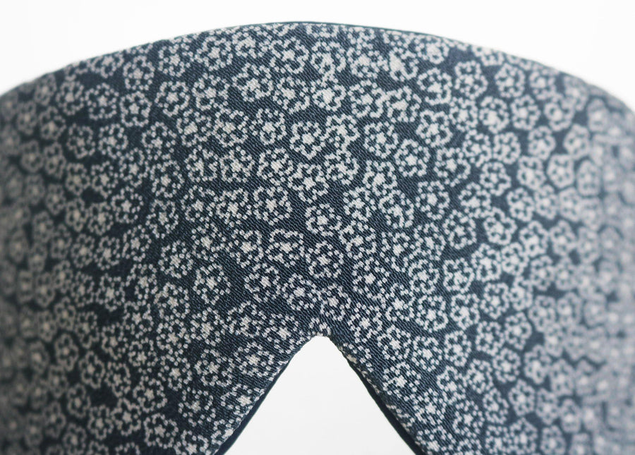 Indigo Windflower eye mask Japanese silk textile detail