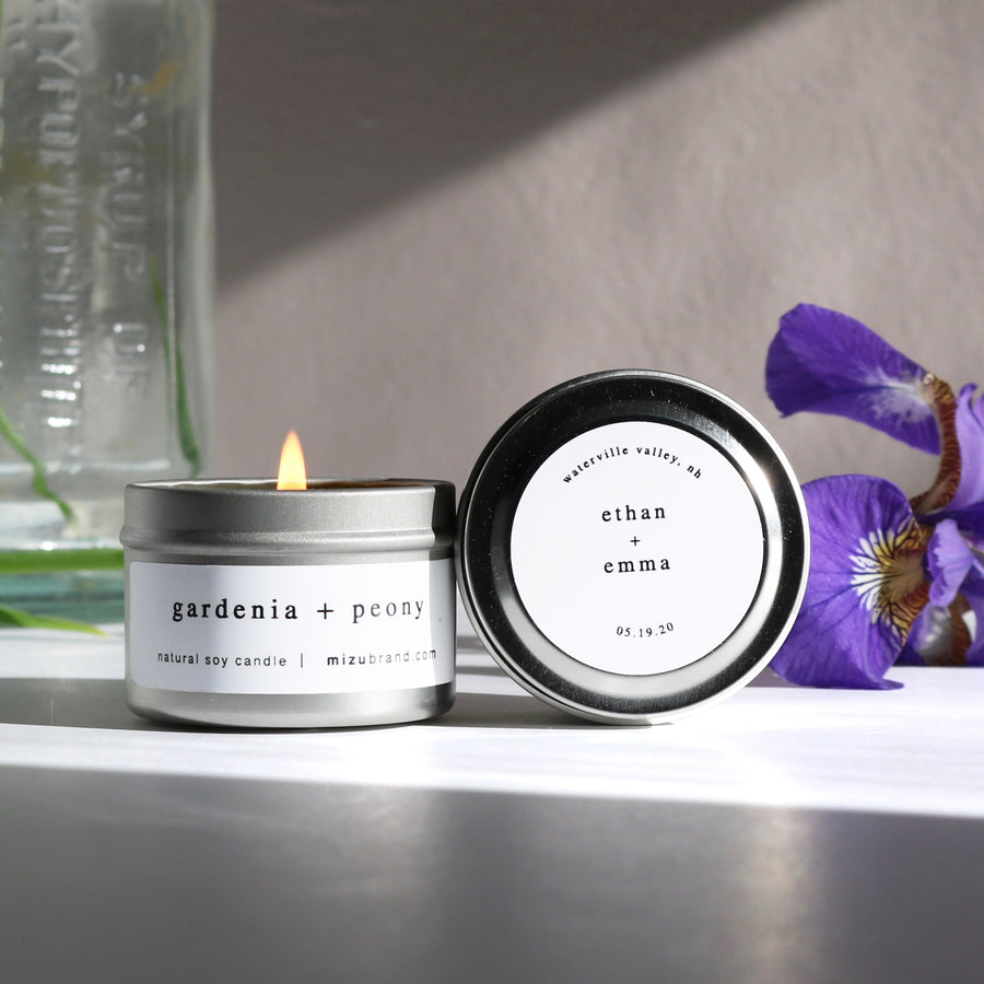 custom natural candle wedding favors minimalist design