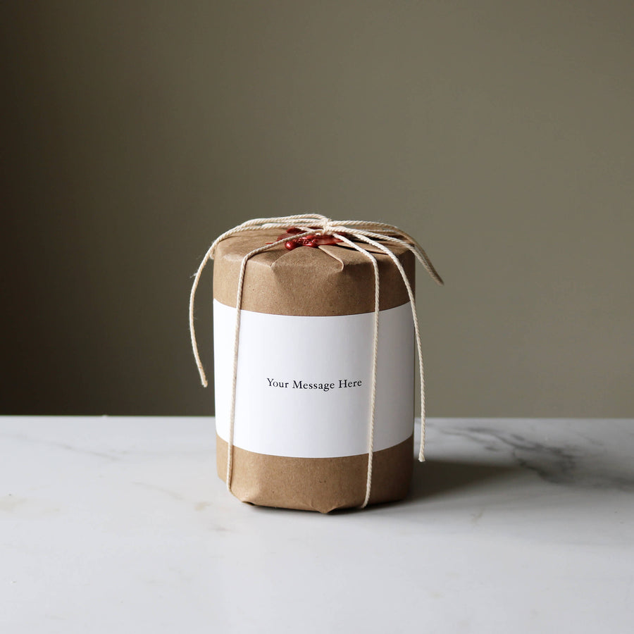 MIZU palo Santo candle personalized gift wrap