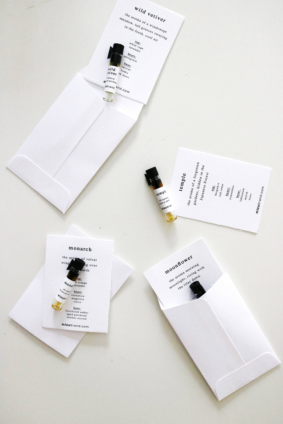 All natural Botanical Perfume Sample Vials packaging 