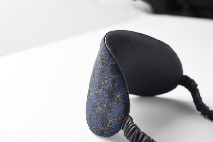 Silk Floral Nightshade sleep mask charmeuse grey
