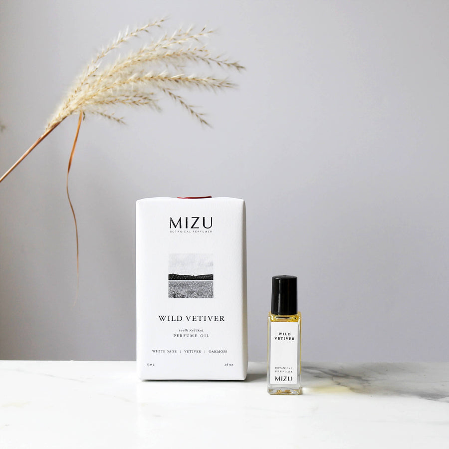 Wild Vetiver Botanical Perfume Oil Minimal Packaging 